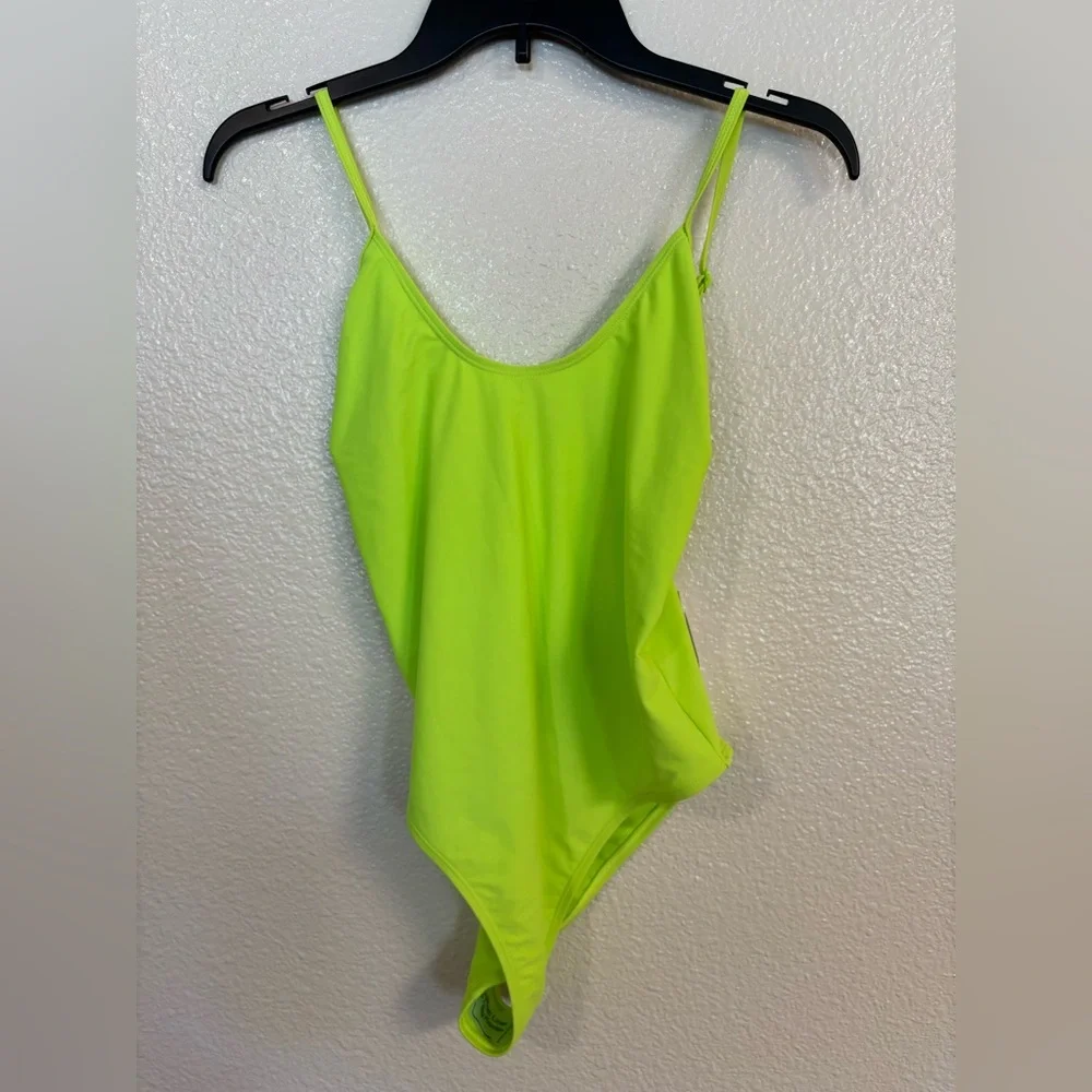 GOOD AMERICAN Always Sunny One- Piece Swimsuit in Electric Lime NWT - Picture 2 of 8